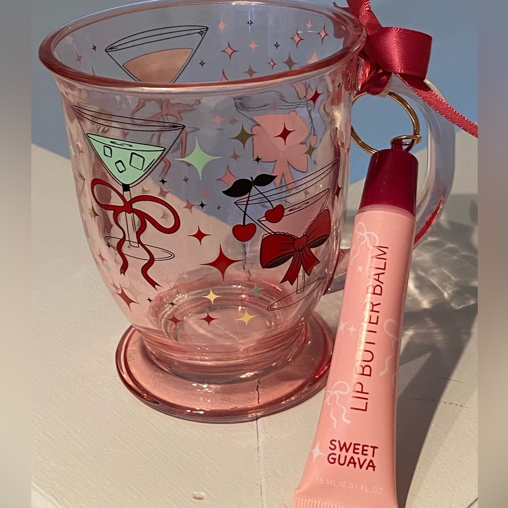 Pink Cocktail Glass with Lip Butter Balm